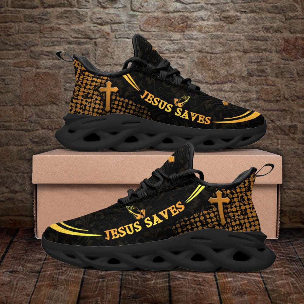 Jesus White Black Saves Yezy Running Sneakers Max Soul Shoes - Christian Shoes For Men And Women