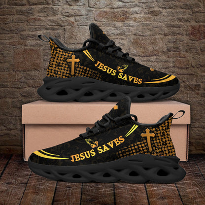 Jesus White Black Saves Yezy Running Sneakers Max Soul Shoes - Christian Shoes For Men And Women