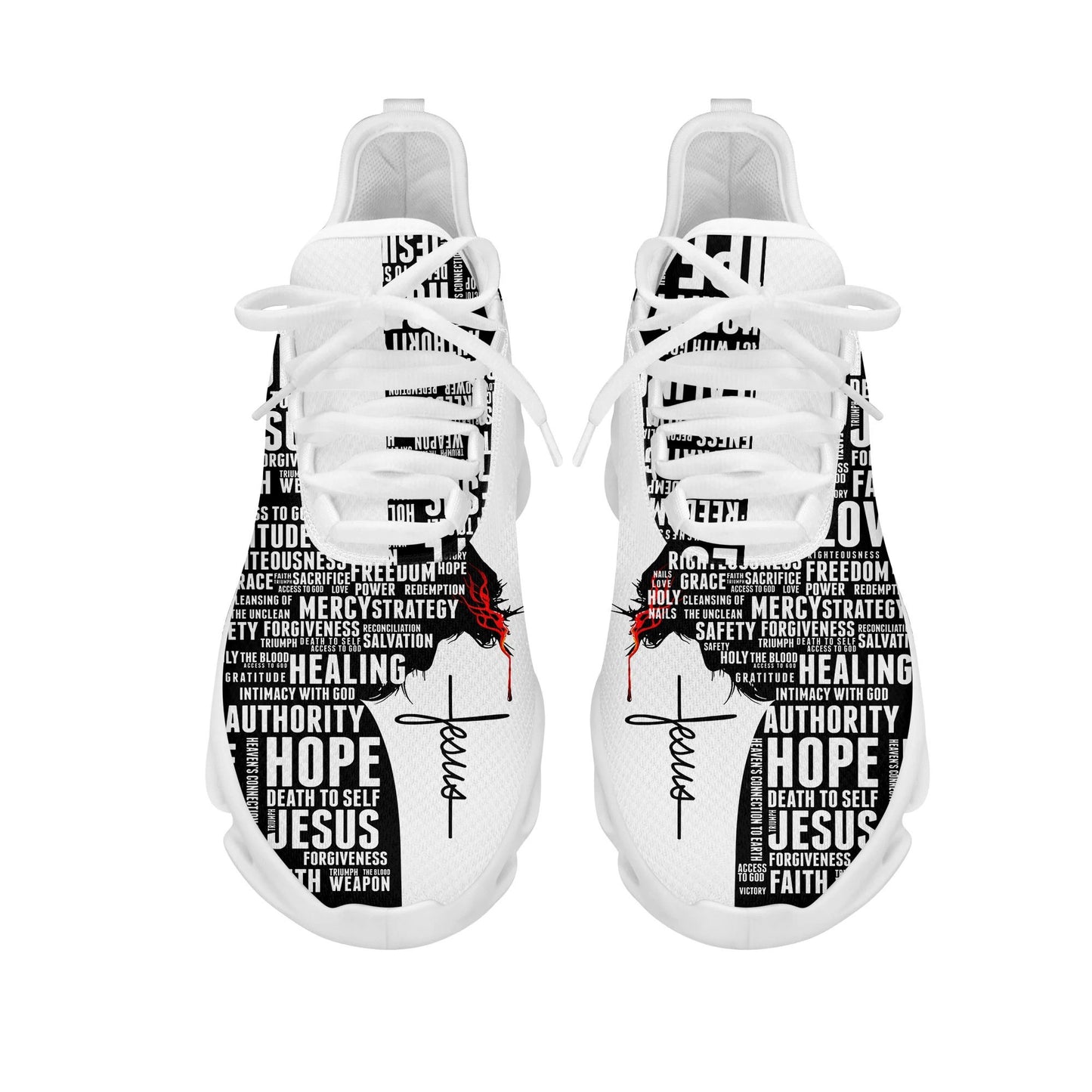 Jesus White Black Yezy Running Sneakers Max Soul Shoes - Christian Shoes For Men And Women
