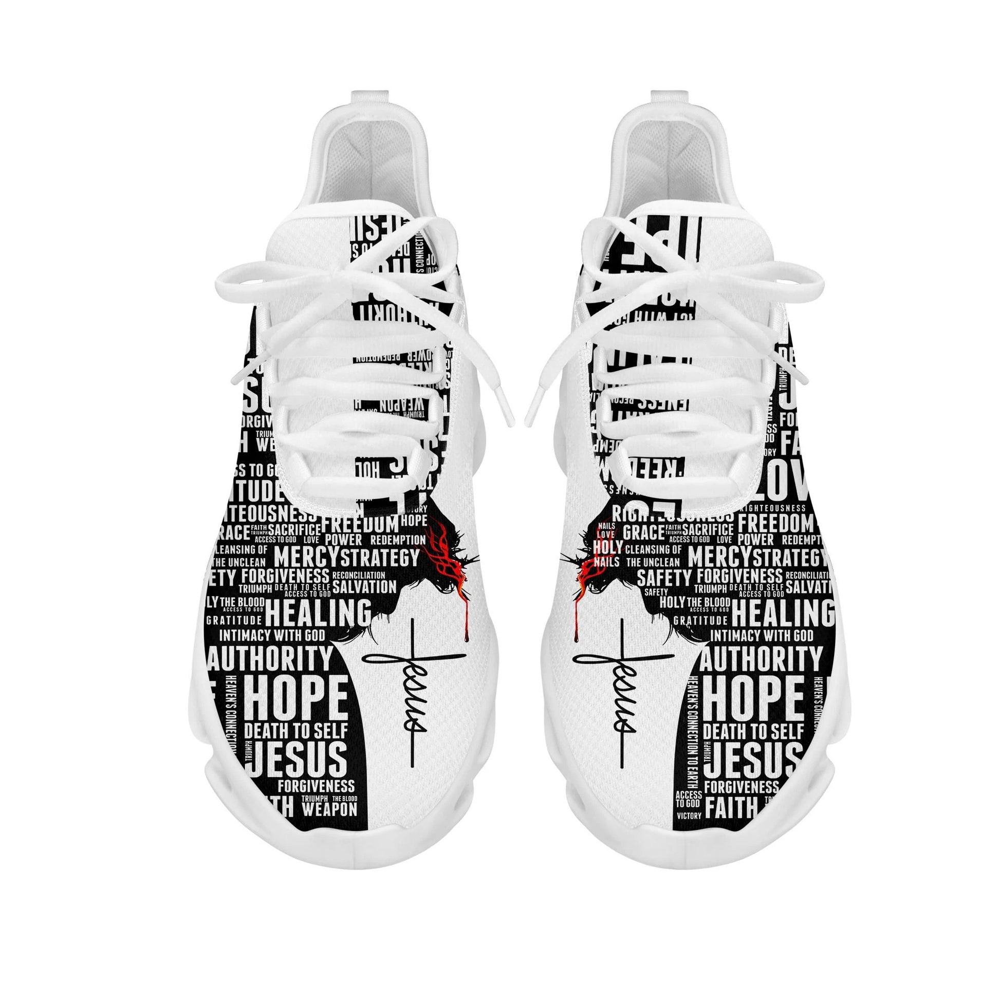 Jesus White Black Yezy Running Sneakers Max Soul Shoes - Christian Shoes For Men And Women