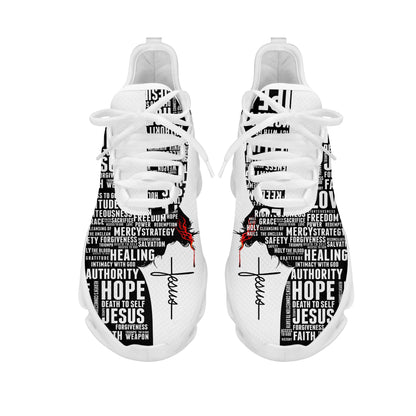 Jesus White Black Yezy Running Sneakers Max Soul Shoes - Christian Shoes For Men And Women