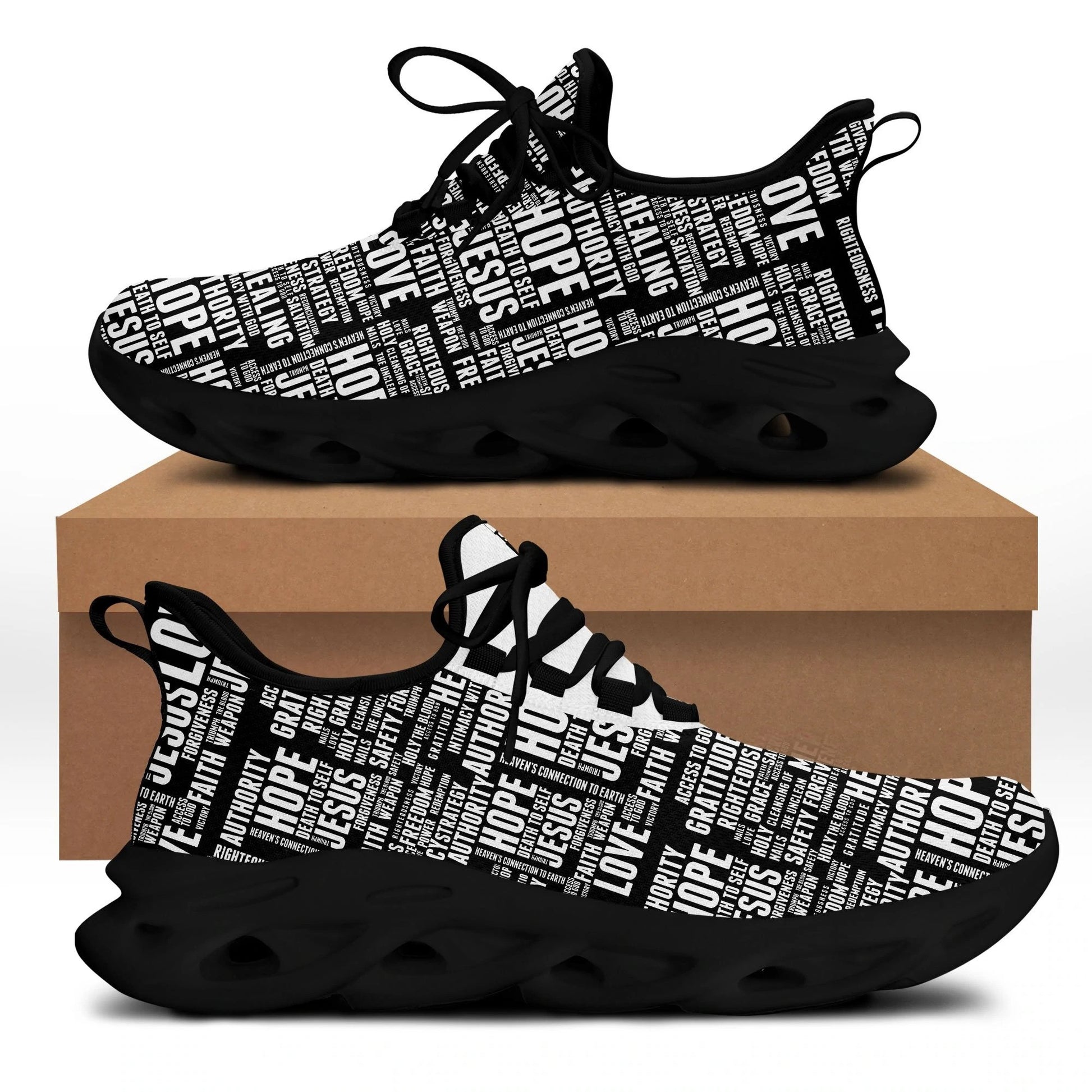 Jesus White Black Yezy Running Sneakers Max Soul Shoes - Christian Shoes For Men And Women