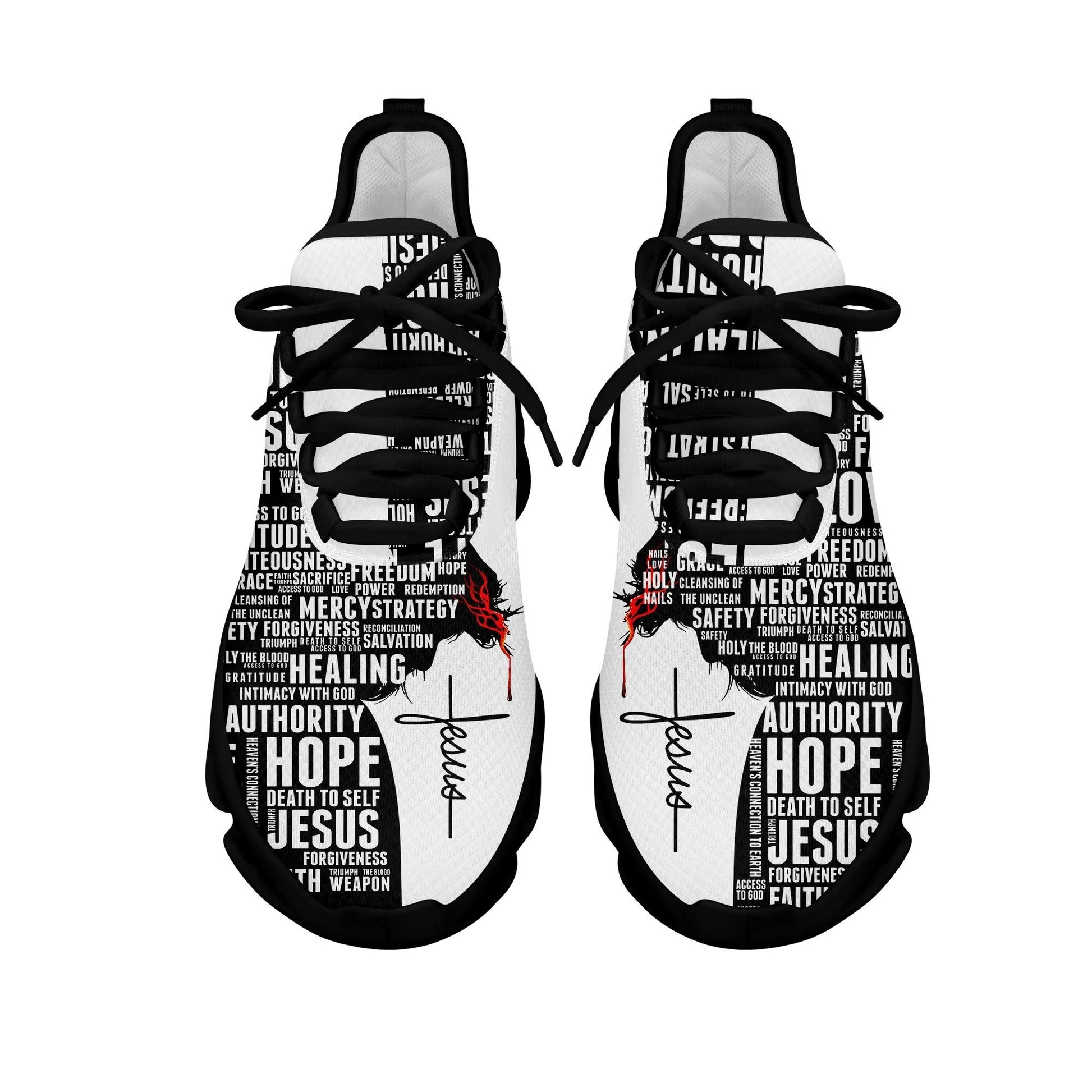 Jesus White Black Yezy Running Sneakers Max Soul Shoes - Christian Shoes For Men And Women