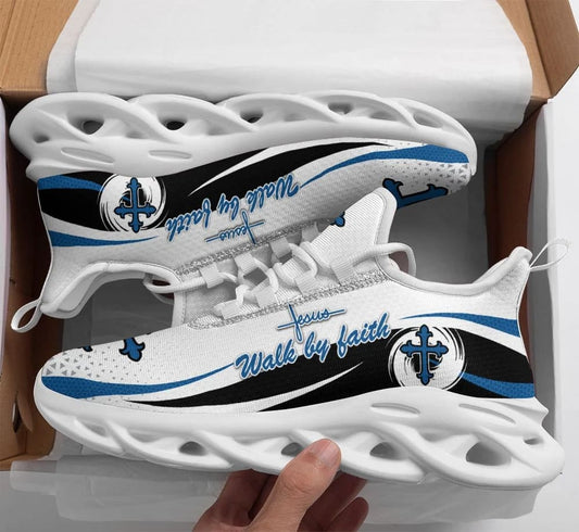 Jesus White Walk By Faith Yezy Running Sneakers Max Soul Shoes - Christian Shoes For Men And Women