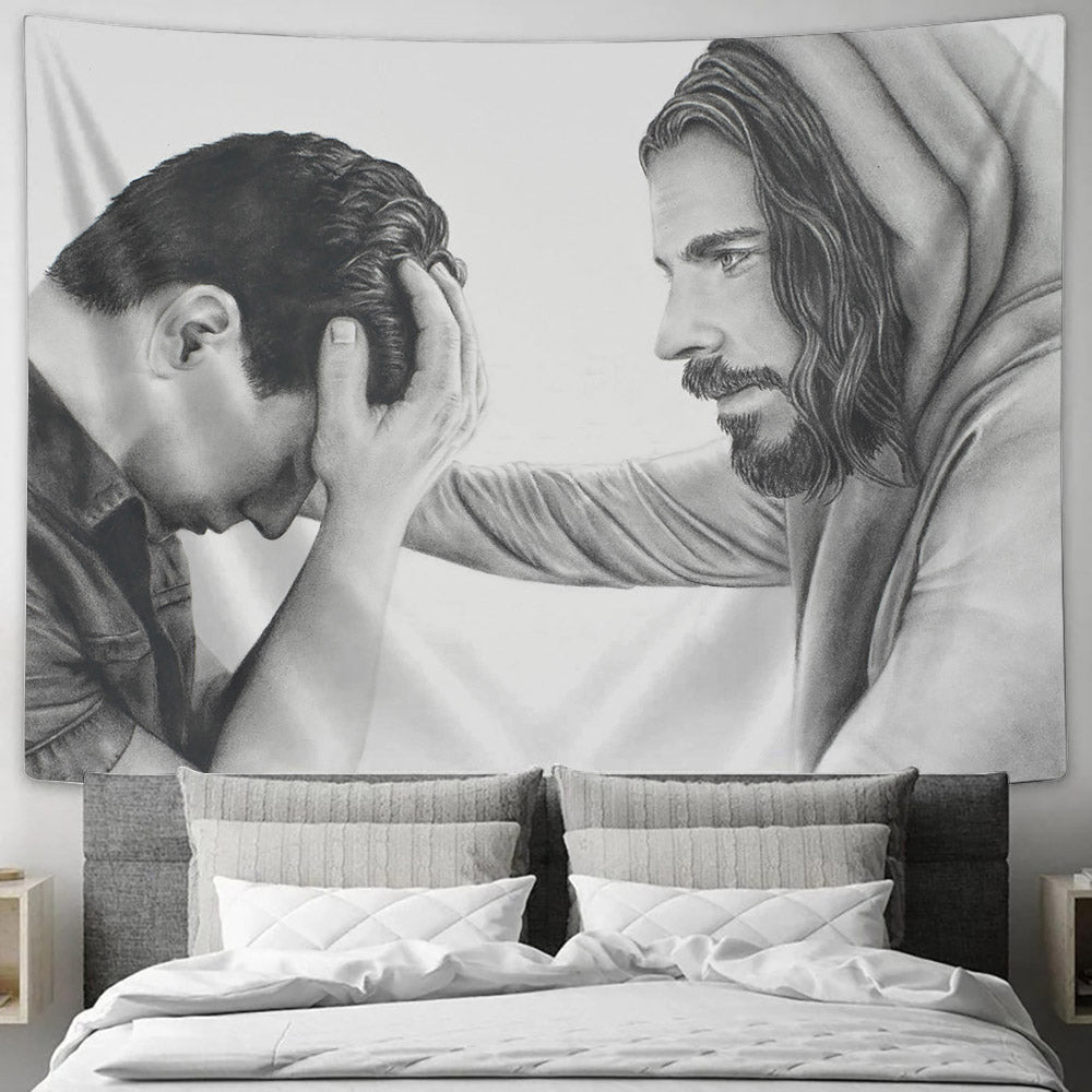 Jesus With A Boy Tapestry - You Are Seen Tapestry Christian - Jesus Pictures - Christian Wall Tapestry