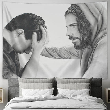 Jesus With A Boy Tapestry - You Are Seen Tapestry Christian - Jesus Pictures - Christian Wall Tapestry