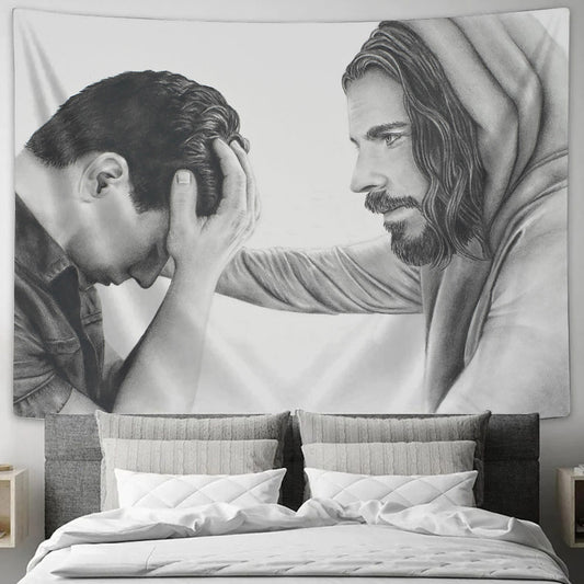 Jesus With A Boy Tapestry - You Are Seen Tapestry Christian - Jesus Pictures - Christian Wall Tapestry
