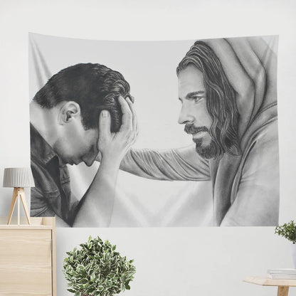 Jesus With A Boy Tapestry - You Are Seen Tapestry Christian - Jesus Pictures - Christian Wall Tapestry