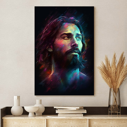Jesus With A Cosmic Background And A Beard - Canvas Picture - Jesus Christ Canvas - Christian Wall Art