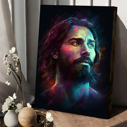 Jesus With A Cosmic Background And A Beard - Canvas Picture - Jesus Christ Canvas - Christian Wall Art