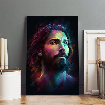 Jesus With A Cosmic Background And A Beard - Canvas Picture - Jesus Christ Canvas - Christian Wall Art