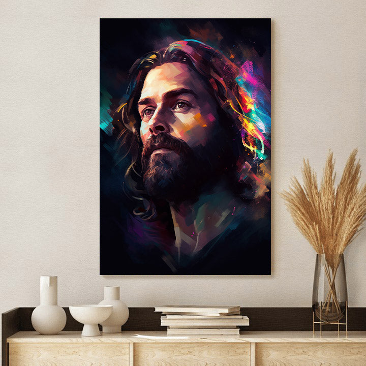 Jesus With A Cosmic Background And A Beard 1 - Canvas Picture - Jesus Christ Canvas - Christian Wall Art