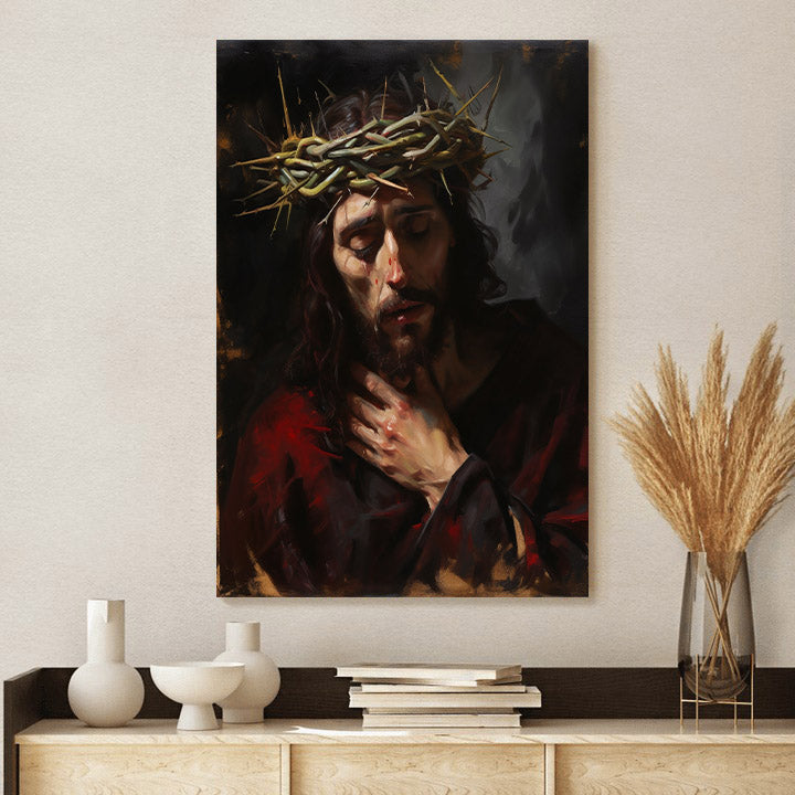Jesus With A Crown Of Thorns - Canvas Picture - Jesus Christ Canvas - Christian Wall Art