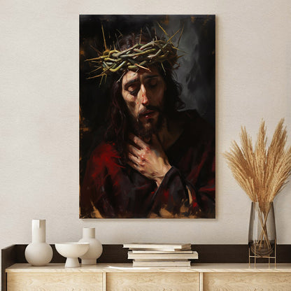 Jesus With A Crown Of Thorns - Canvas Picture - Jesus Christ Canvas - Christian Wall Art