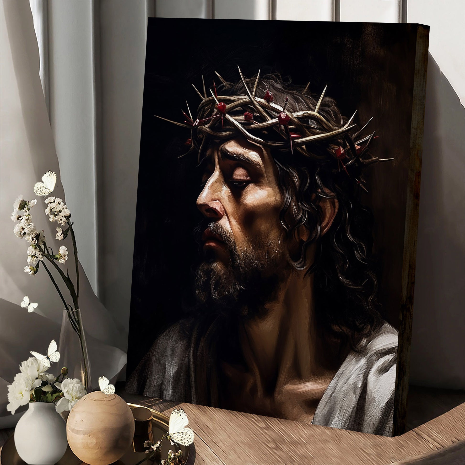 Jesus With A Crown Of Thorns 1 - Canvas Picture - Jesus Christ Canvas - Christian Wall Art