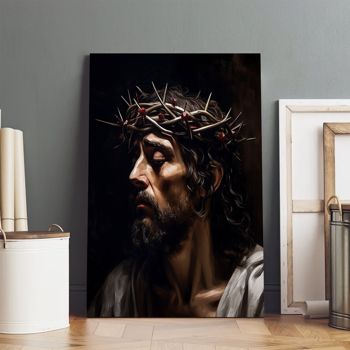 Jesus With A Crown Of Thorns 1 - Canvas Picture - Jesus Christ Canvas - Christian Wall Art