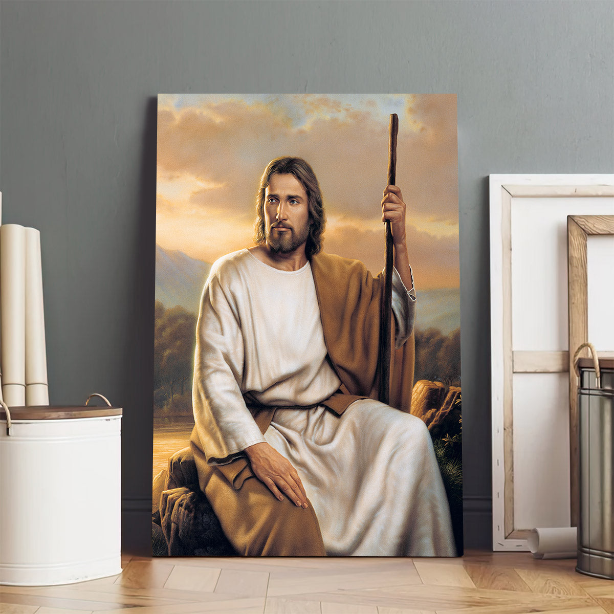 Jesus With A Gun Canvas Wall Art - Jesus Christ Canvas - Christian Wall Art