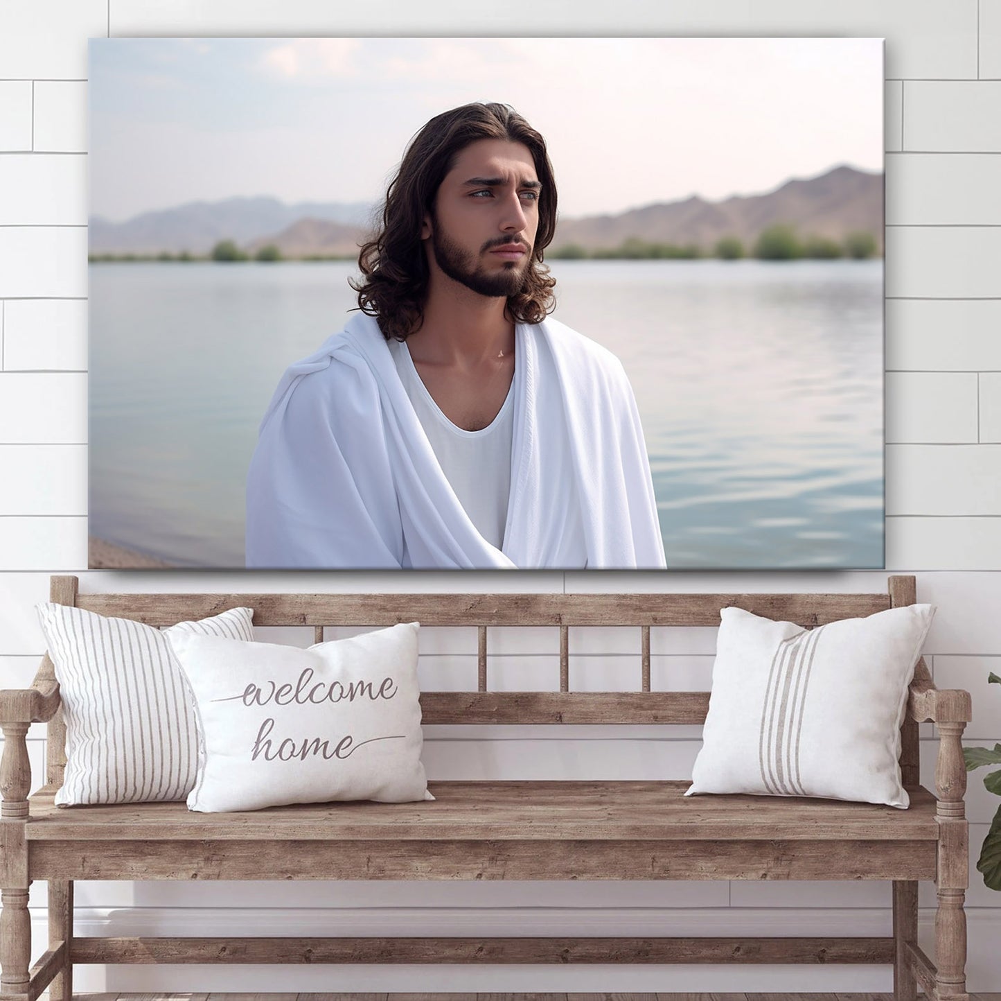 Jesus With Beautiful Eyes Jesus In White - Jesus Canvas Pictures - Christian Wall Art
