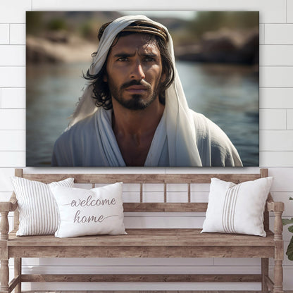 Jesus With Beautiful Eyes Jesus In White Jesus Walks - Jesus Canvas Pictures - Christian Wall Art