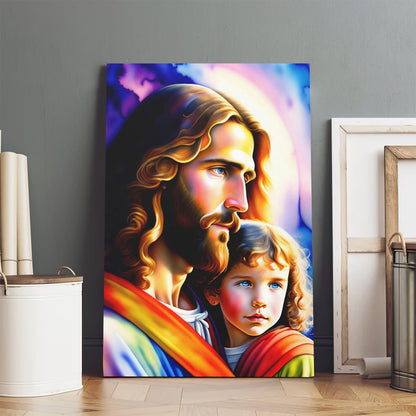 Jesus With Child Canvas Jesus Portrait Jesus Wall Art - Jesus Canvas Pictures - Christian Wall Art