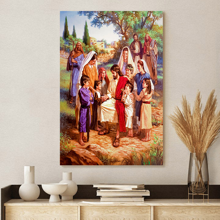 Jesus With Children Canvas Picture - Jesus Christ Canvas Art - Christian Wall Canvas