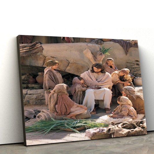 Jesus With Children Reenactment Of Christ With Children Canvas Pictures - Jesus Canvas Wall Art - Christian Canvas Paintings