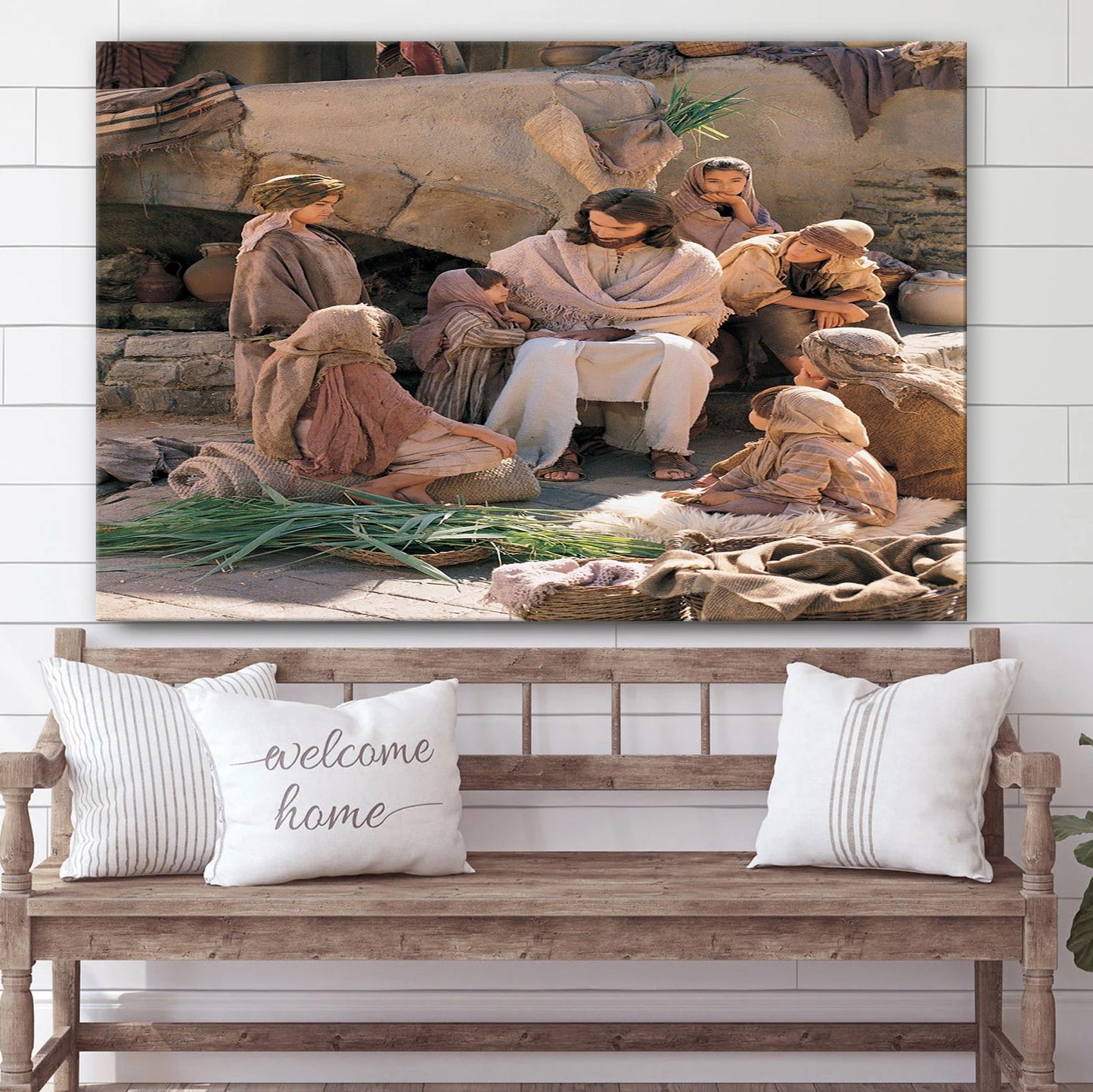 Jesus With Children Reenactment Of Christ With Children Canvas Pictures - Jesus Canvas Wall Art - Christian Canvas Paintings