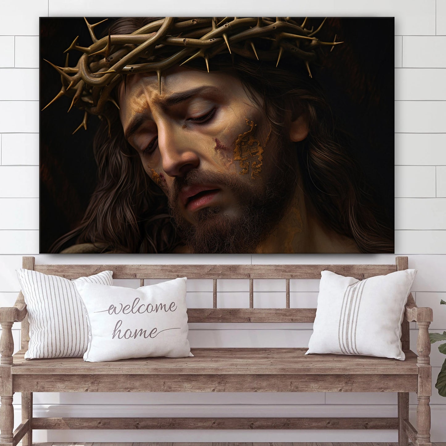 Jesus With Crown Of Thorns - Canvas Picture - Jesus Christ Canvas - Christian Wall Art
