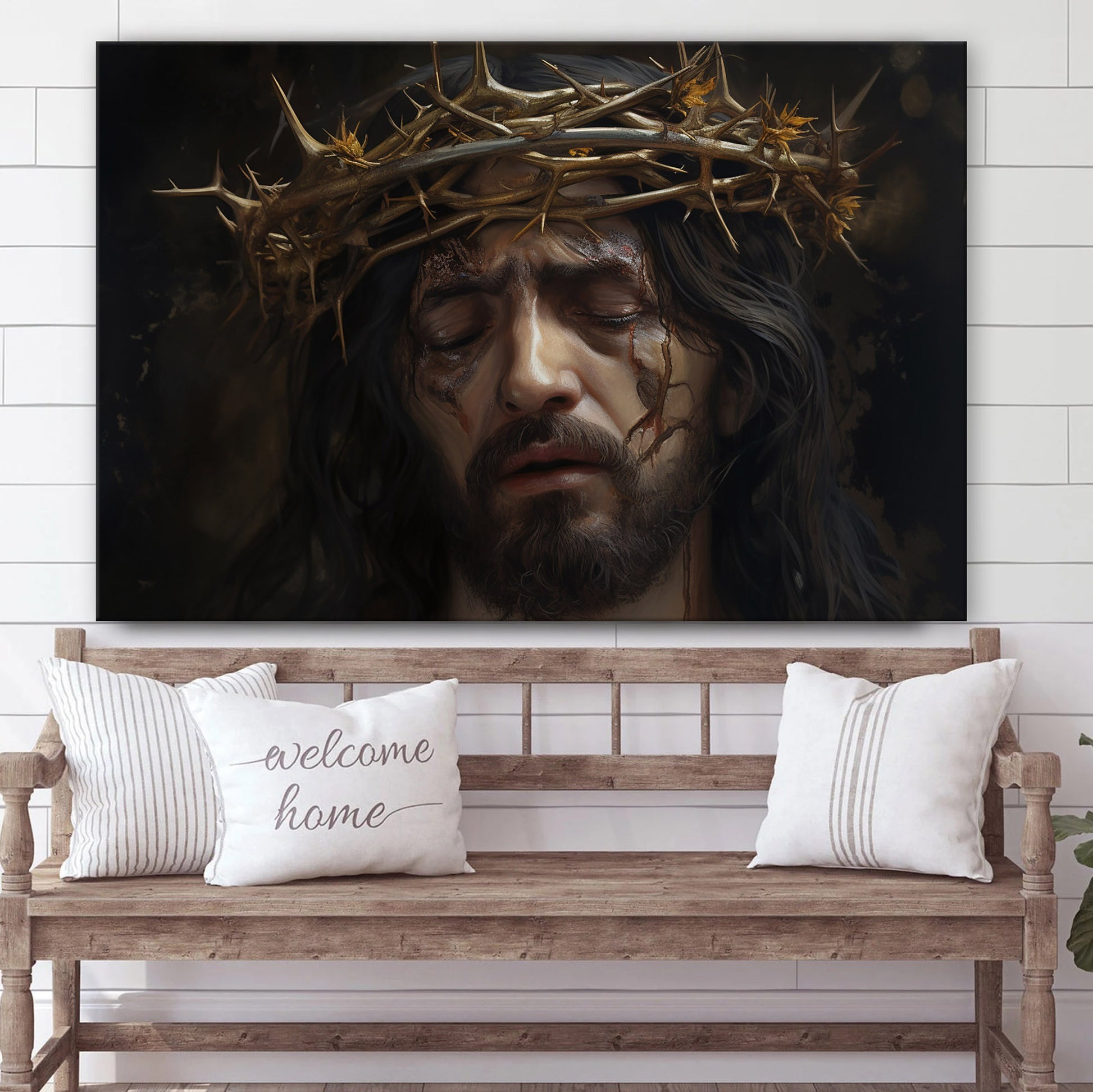 Jesus With Crown Of Thorns 1 - Canvas Picture - Jesus Christ Canvas - Christian Wall Art
