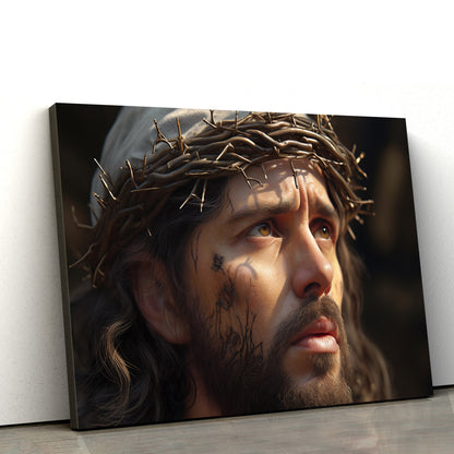 Jesus With Crown Of Thorns On His Face - Canvas Picture - Jesus Christ Canvas - Christian Wall Art