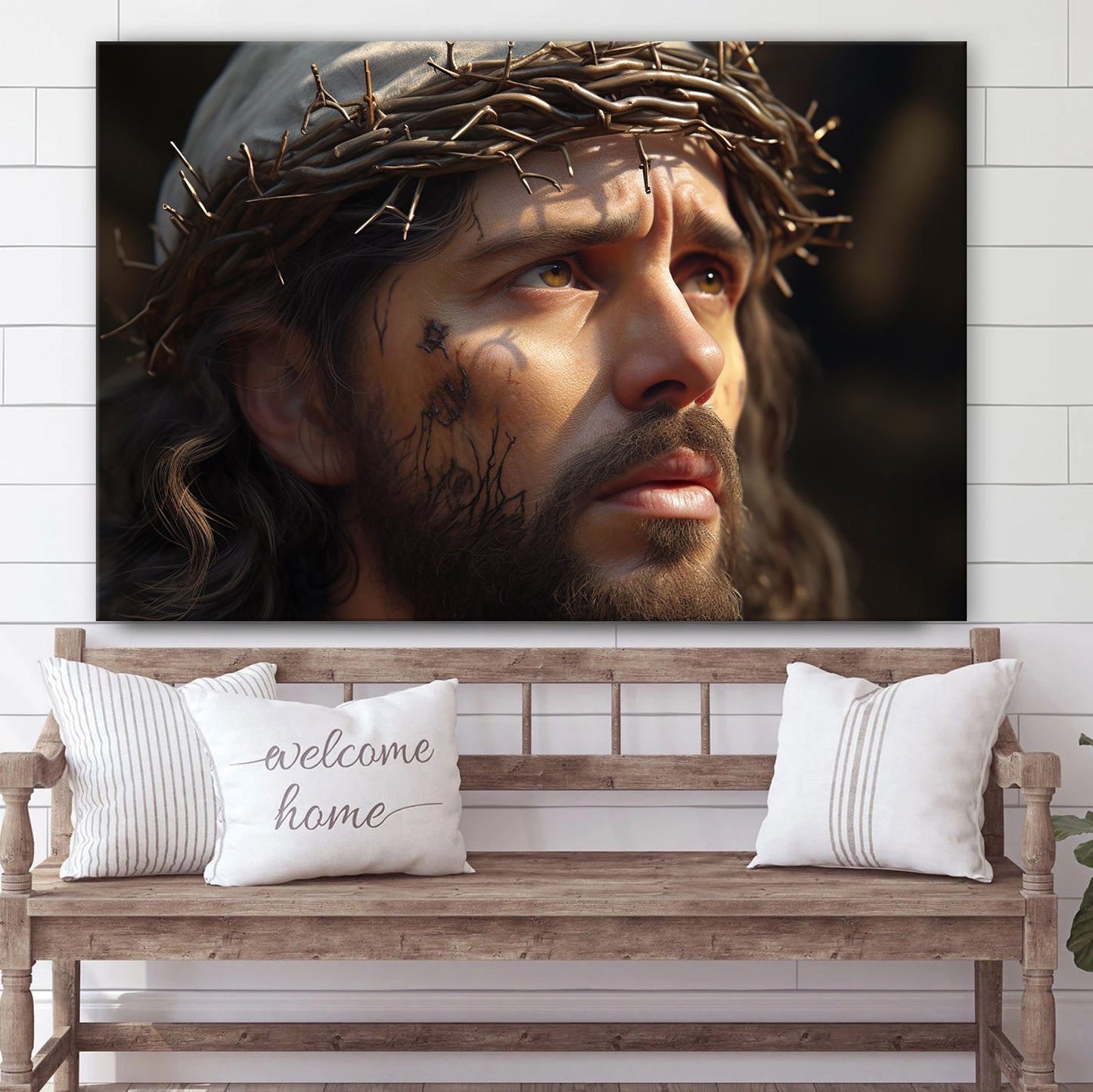 Jesus With Crown Of Thorns On His Face - Canvas Picture - Jesus Christ Canvas - Christian Wall Art