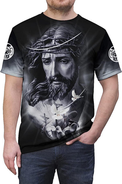 Jesus With Crown Of Thorns Way Maker Miracle Worker All Over Printed 3D T Shirt - Christian Shirts for Men Women