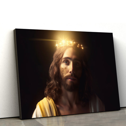 Jesus With Crowns Of Light Behind Him - Canvas Pictures - Jesus Christ Canvas - Christian Wall Art