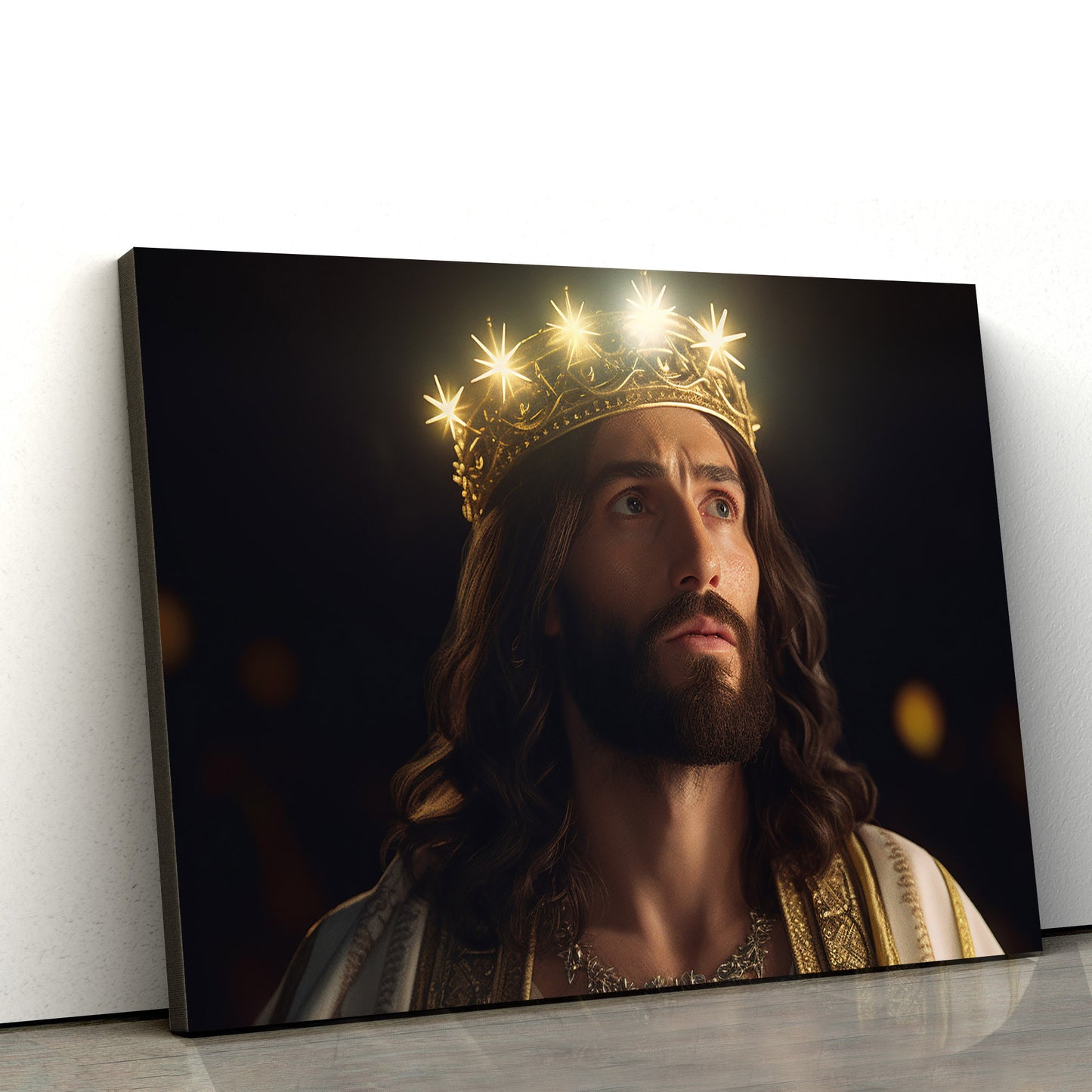 Jesus With Crowns Of Light Behind Him 2 - Canvas Pictures - Jesus Christ Canvas - Christian Wall Art