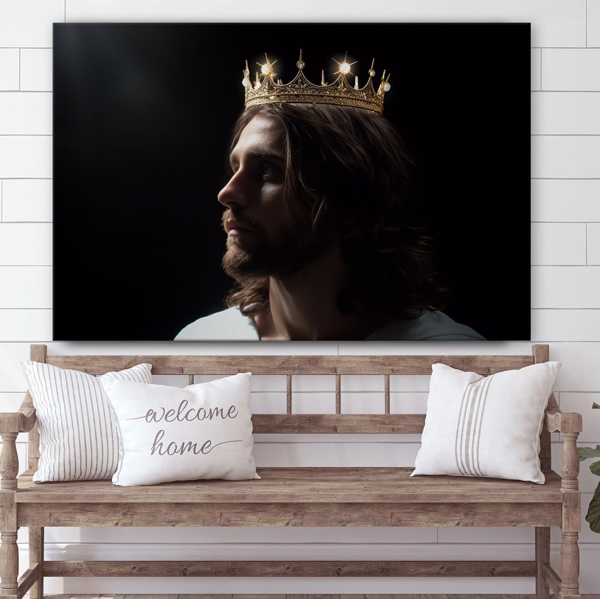 Jesus With Crowns Of Light Behind Him 3 - Canvas Pictures - Jesus Christ Canvas - Christian Wall Art