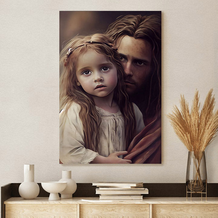 Jesus With Girl Canvas Prints - Jesus Christ Art - Christian Canvas Wall Decor