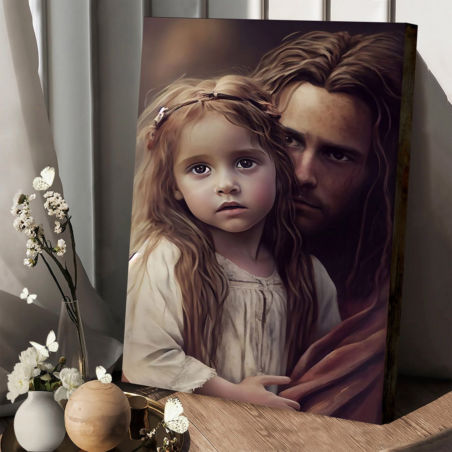 Jesus With Girl Canvas Prints - Jesus Christ Art - Christian Canvas Wall Decor
