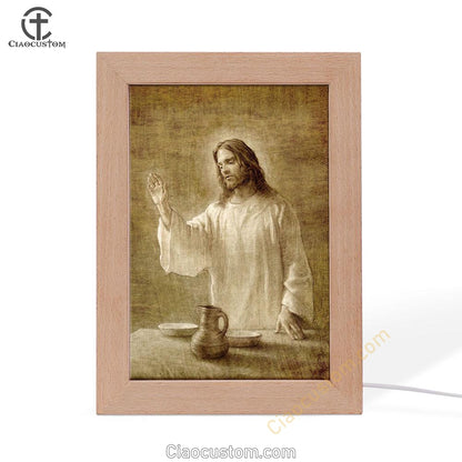 Jesus With His Hand Up Painting - In Remembrance Frame Lamp Pictures - Christian Wall Art - Jesus Frame Lamp Art