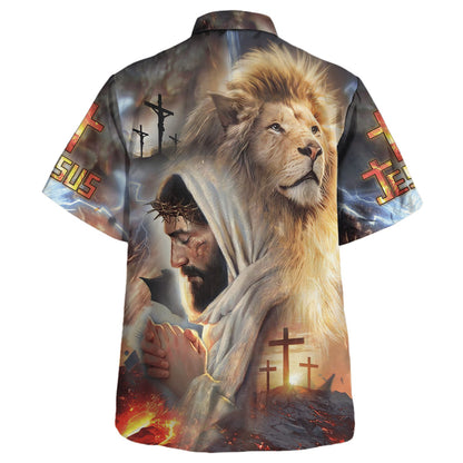 Jesus With Lion Hawaiian Shirt - Christian Hawaiian Shirt - Religious Hawaiian Shirts
