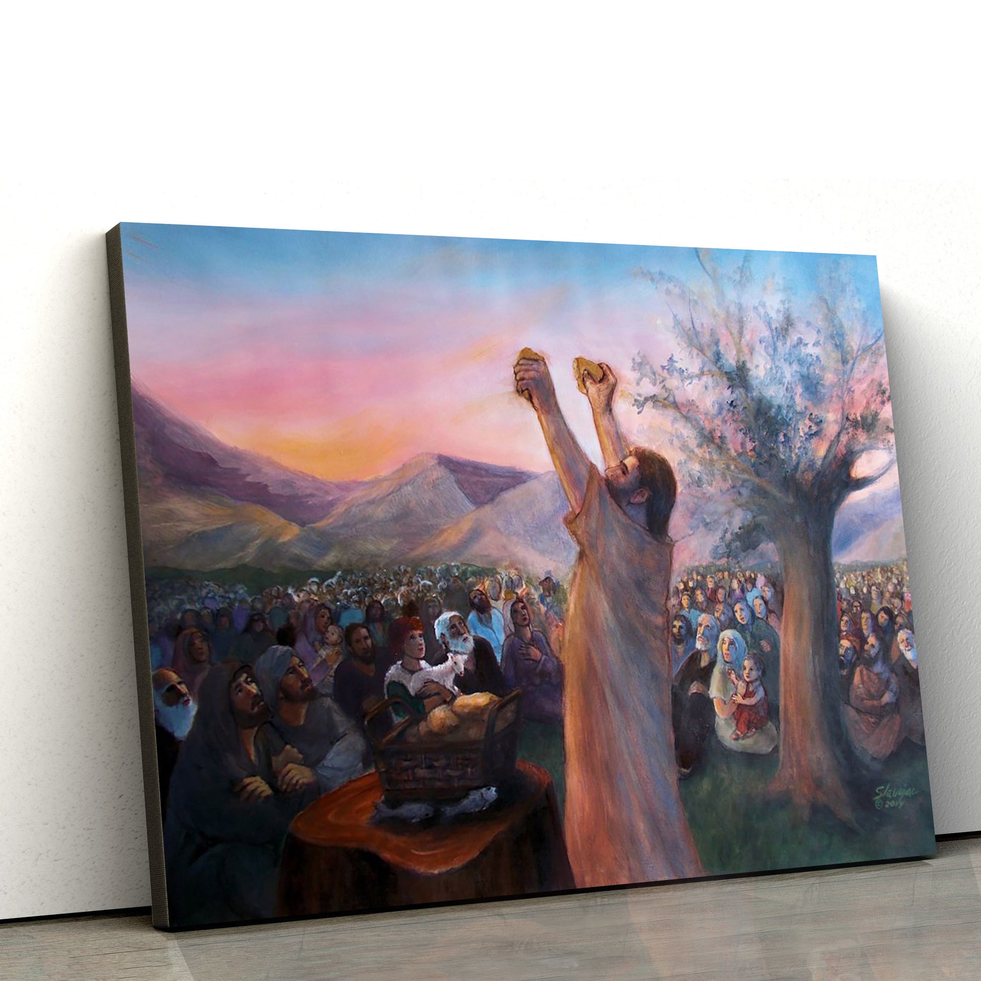 Jesus With Multitude - Jesus Canvas Wall Art - Christian Wall Art