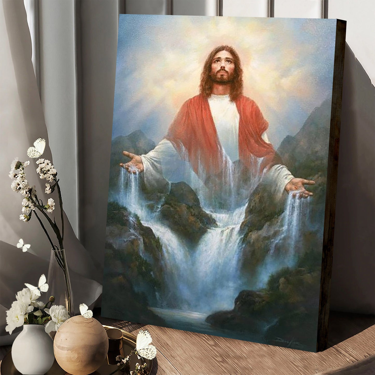 Jesus With Open Arms On The Mountain Canvas Prints - Jesus Christ Art - Christian Canvas Wall Decor