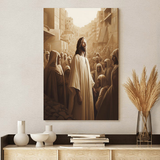 Jesus With People Around Him - Canvas Picture - Jesus Christ Canvas - Christian Wall Art