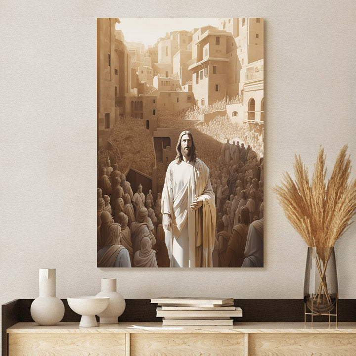 Jesus With People Around Him 1 - Canvas Picture - Jesus Christ Canvas - Christian Wall Art