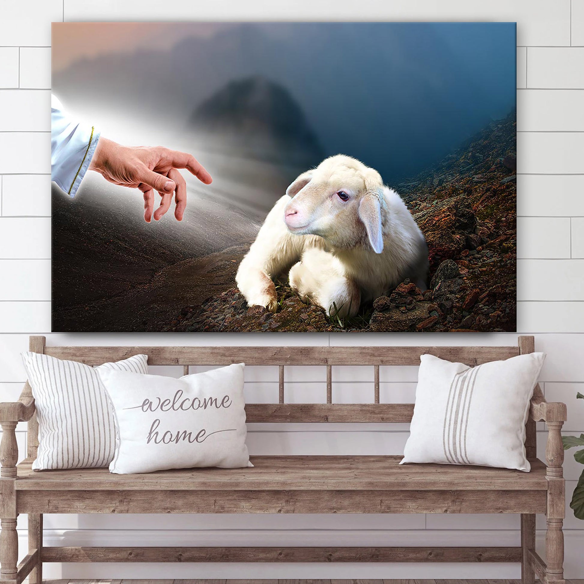 Jesus With Sheep - Jesus Canvas Wall Art - Christian Wall Art