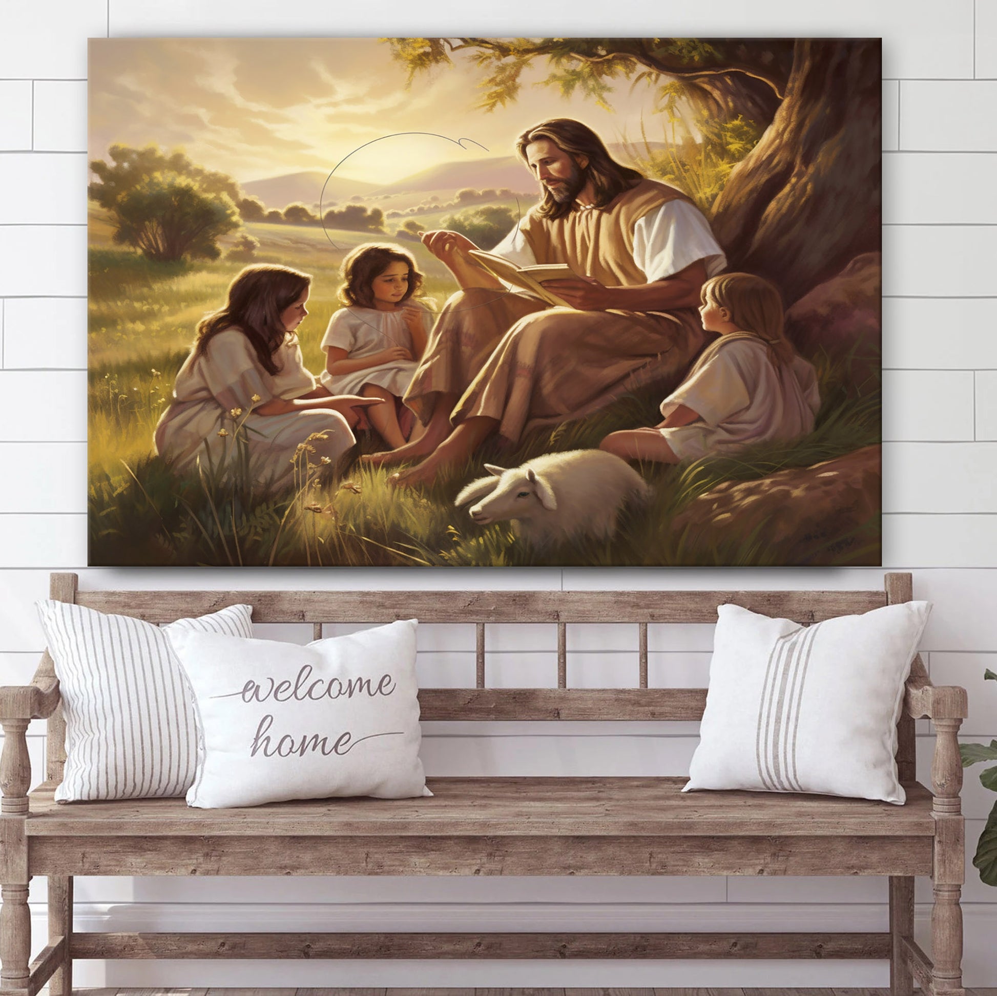 Jesus With The Cross - Canvas Picture - Jesus Christ Canvas - Christian Wall Art
