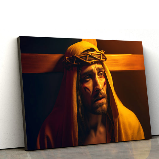 Jesus With The Cross 1 - Canvas Picture - Jesus Christ Canvas - Christian Wall Art