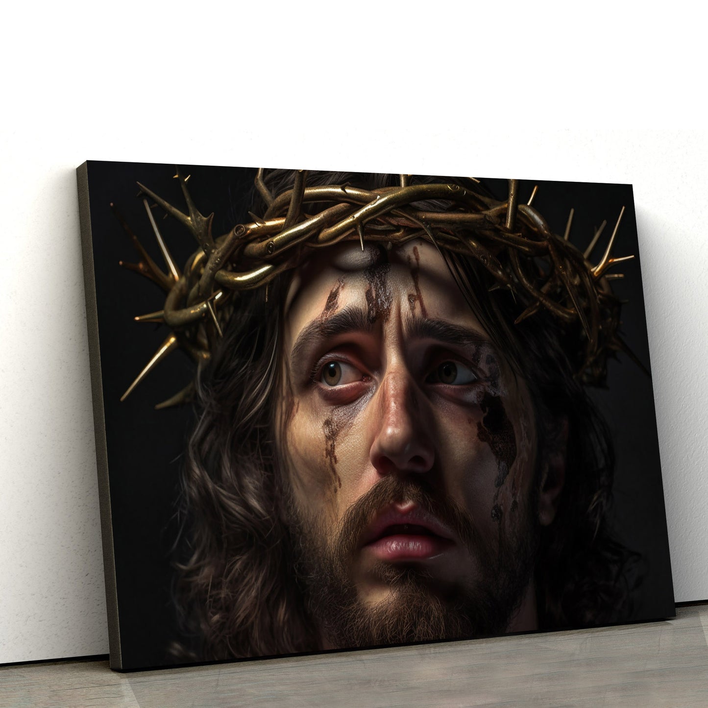 Jesus With The Crown Of Thorns On His Face - Canvas Picture - Jesus Christ Canvas - Christian Wall Art