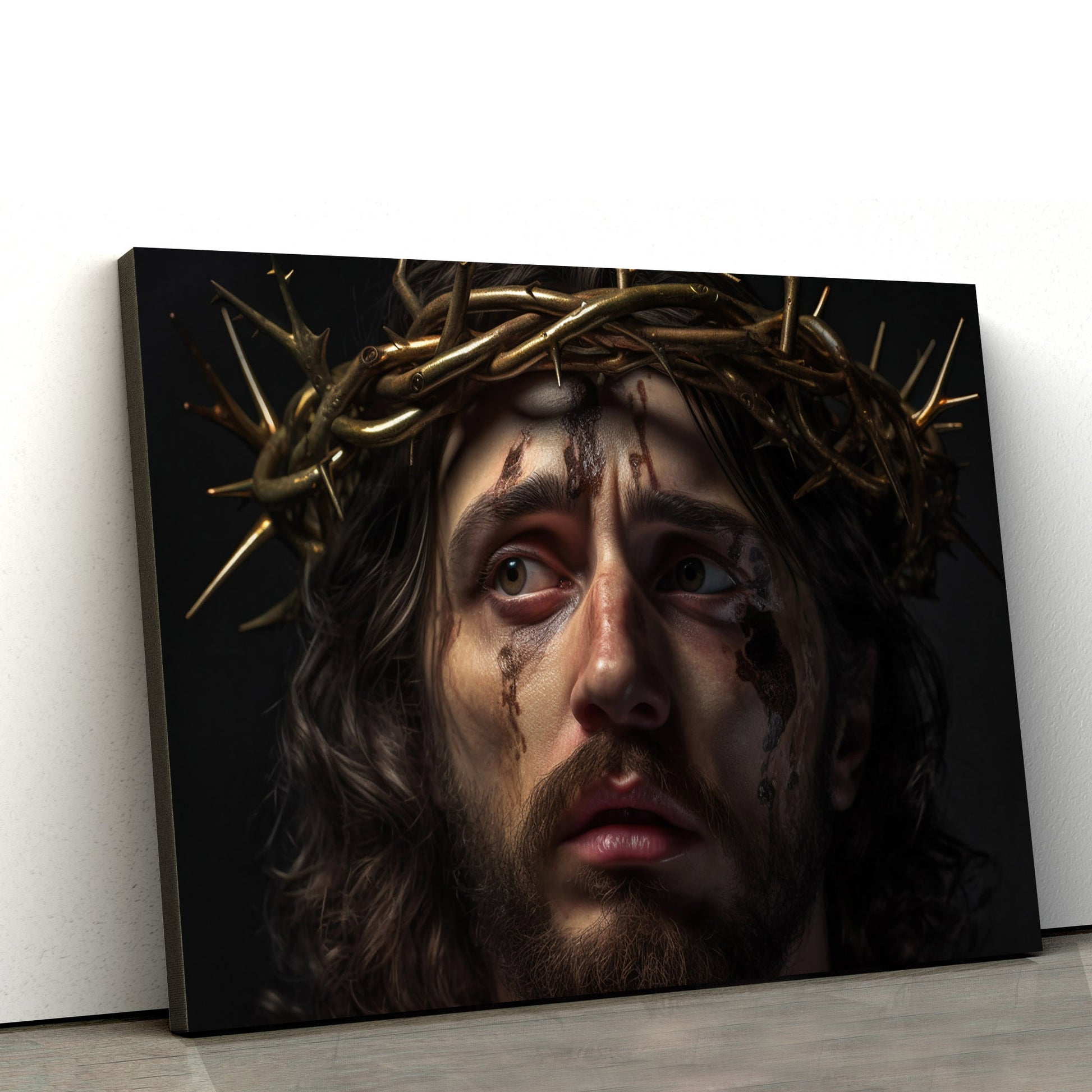Jesus With The Crown Of Thorns On His Face - Canvas Picture - Jesus Christ Canvas - Christian Wall Art