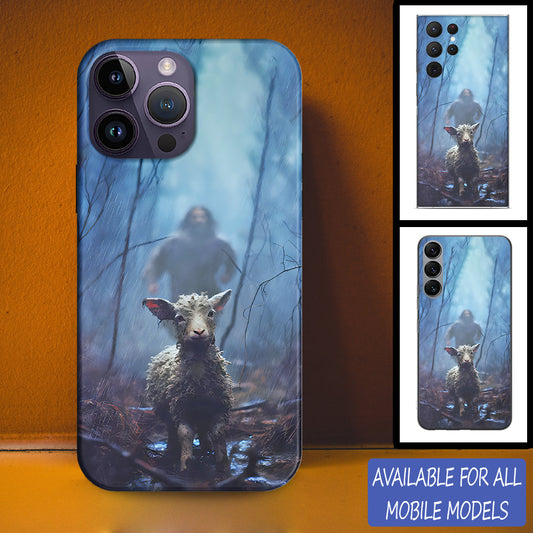 Jesus With The Sheep Jesus Running After Lamb Personalized Phone Case - Christian Phone Case - Bible Verse Phone Case