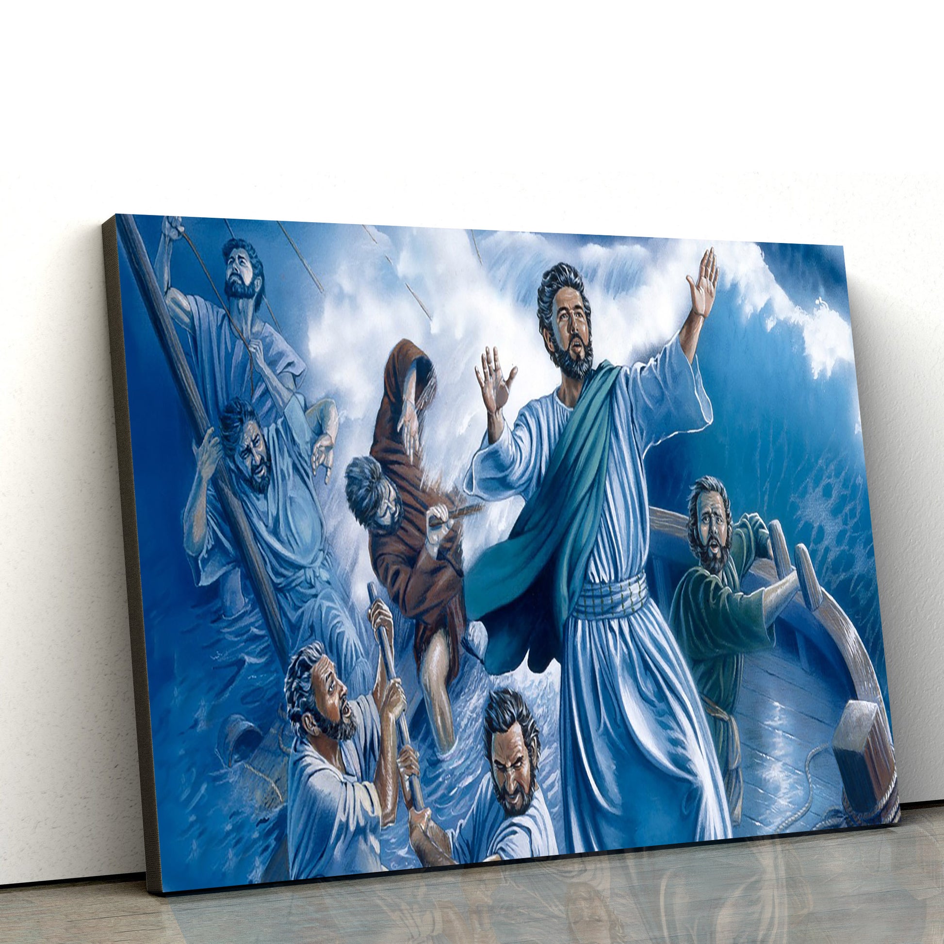 Jesus With The Stom - Jesus Canvas Wall Art - Christian Wall Art